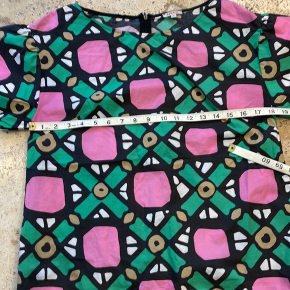 Green/Pink PAROSH luxe cotton tile-print blouse. Italian designer! - Picture 6 of 6
